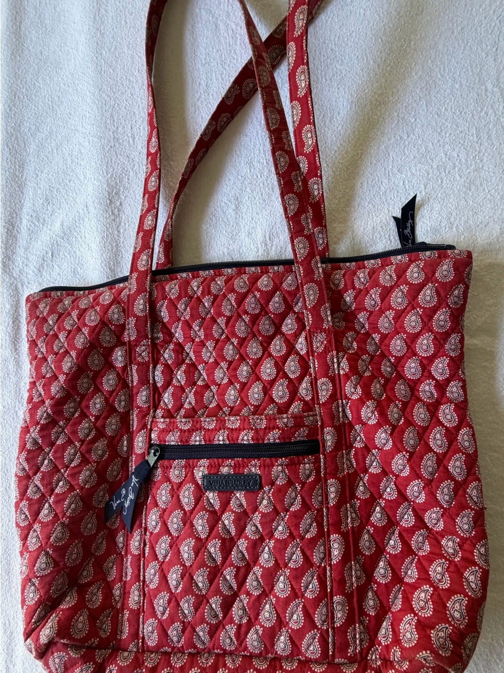 Vera Bradley Red Quilted Paisley Shoulder Tote